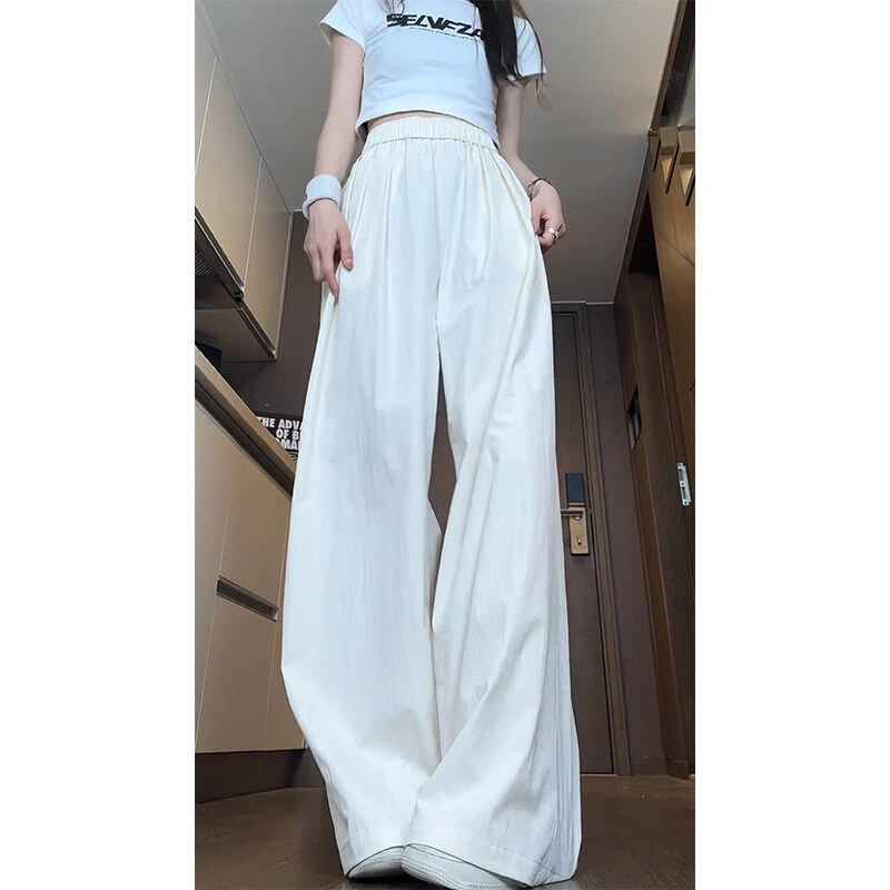 百搭cleanfit黑色裤子男女款夏天高腰显瘦休闲裤直筒垂感微喇裤