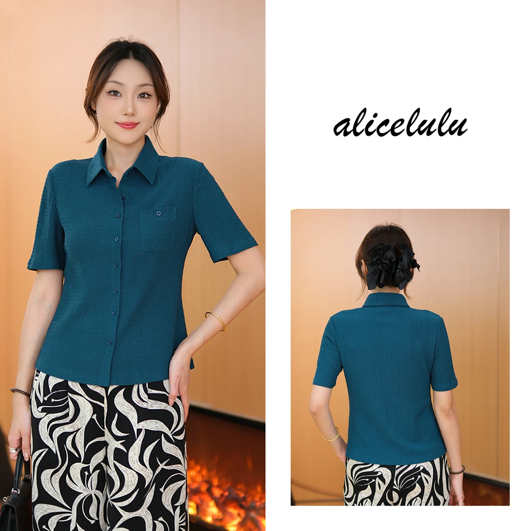 5 alicelulu 新款短袖衬衫修身百搭气质简约通勤S2143709E