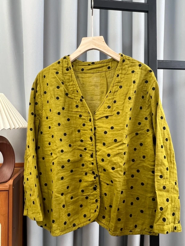 新款大码双纱婴儿棉波点开衫小外套