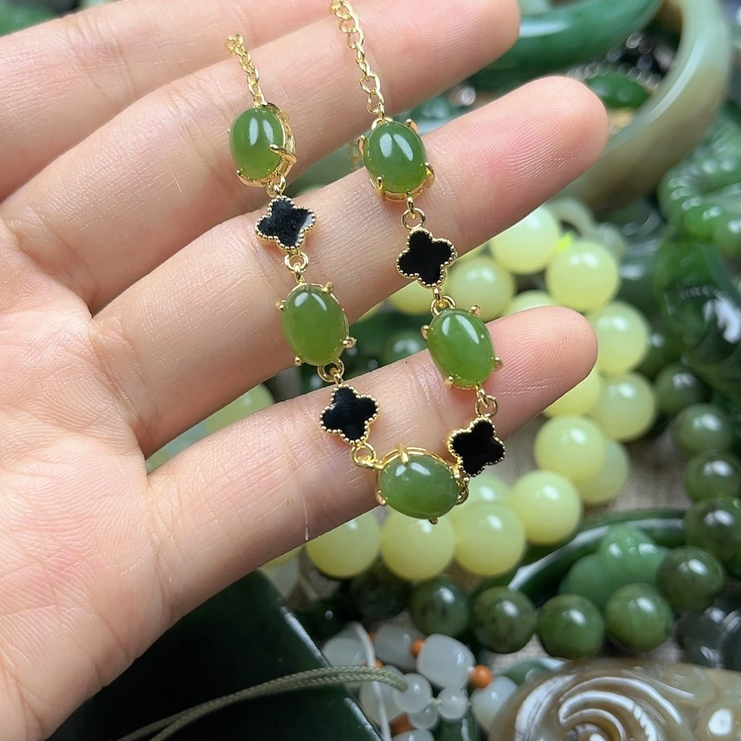 和田玉（碧玉）合金手链