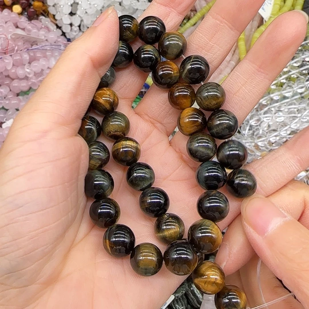 玛瑙/玉髓合金珠宝半成品梦幻虎眼10mm一条