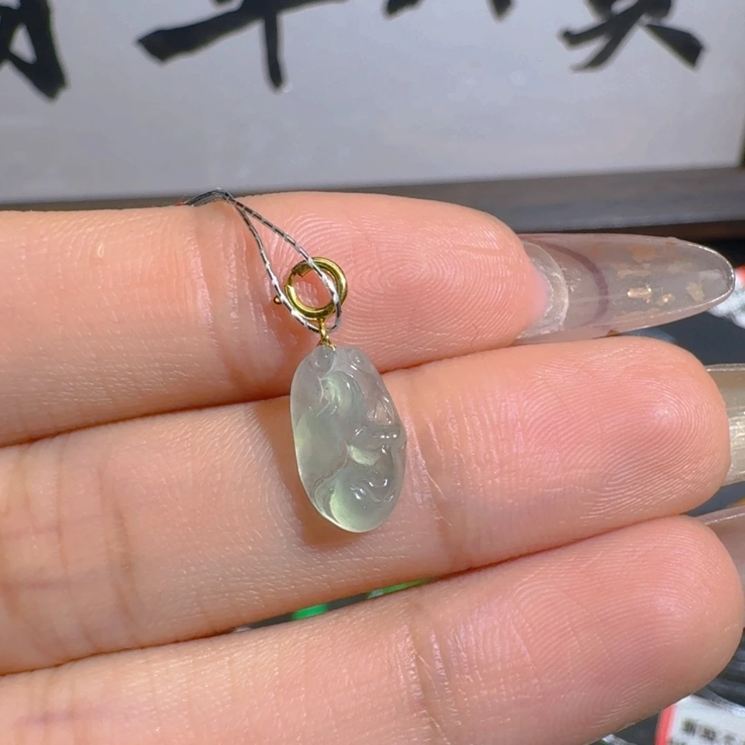 吊坠(不含链)18K金镶嵌翡翠
