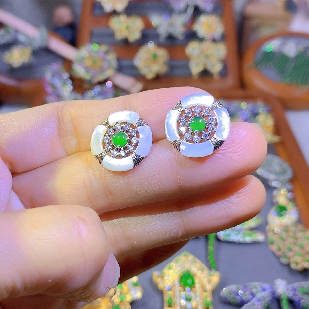 颈饰银S925镶嵌翡翠