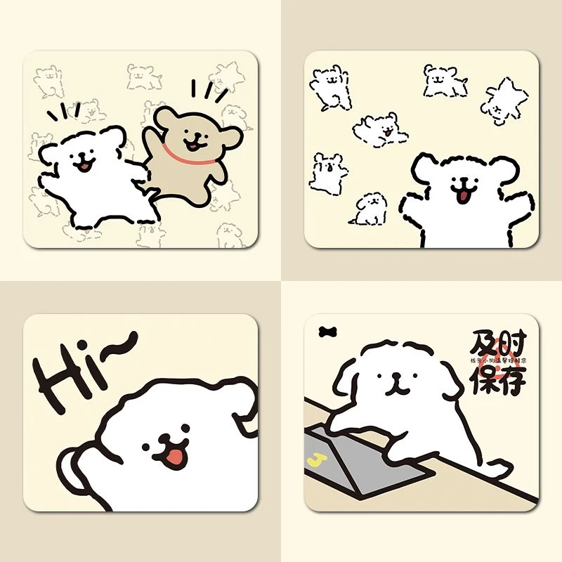小白狗鼠标垫小号可爱卡通女生简约迷你小尺寸创意办公便捷鼠标垫