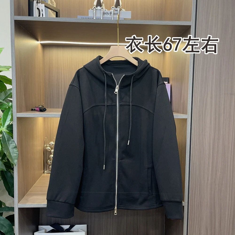 时尚设计感纯色拉链休闲百搭连帽款上衣外套