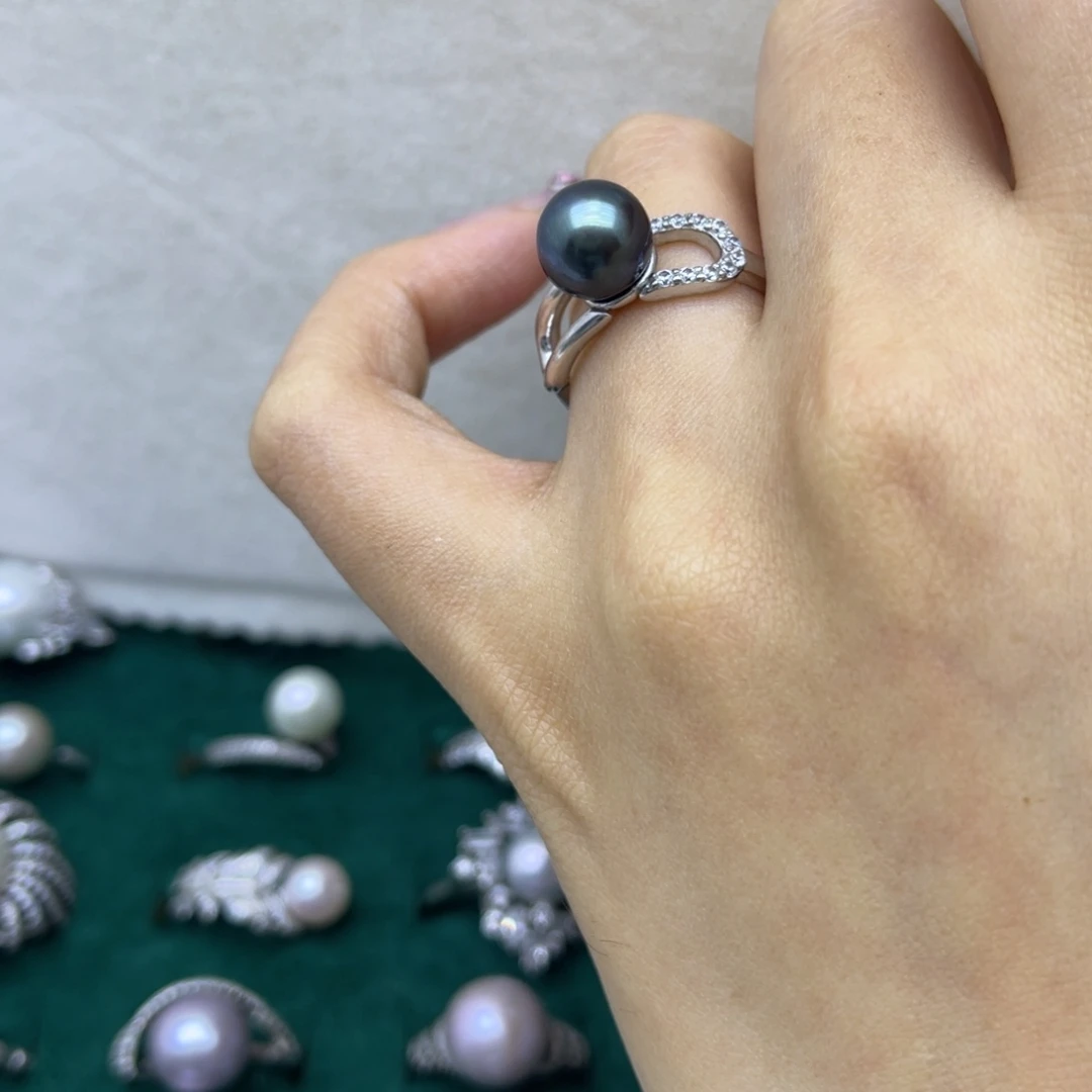 海水珍珠银S925镶嵌戒圈