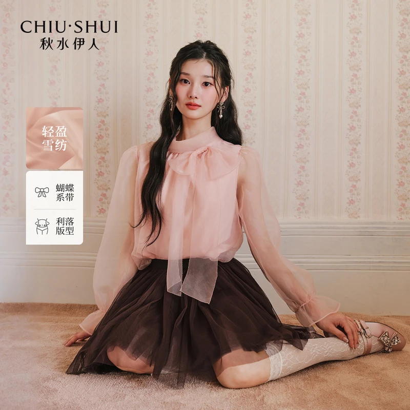 【诗诗专属】秋水伊人千金风上衣蝴蝶结雪纺衫625375M060156