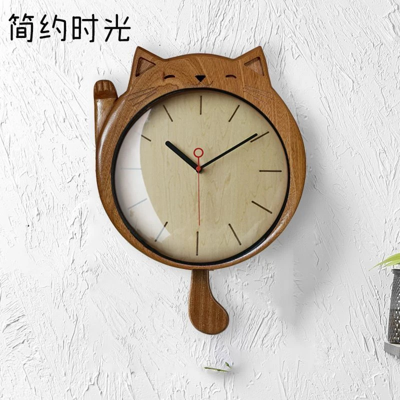 小米有品2025挂钟客厅复古新款餐厅艺术实木原木时钟家用简约个性