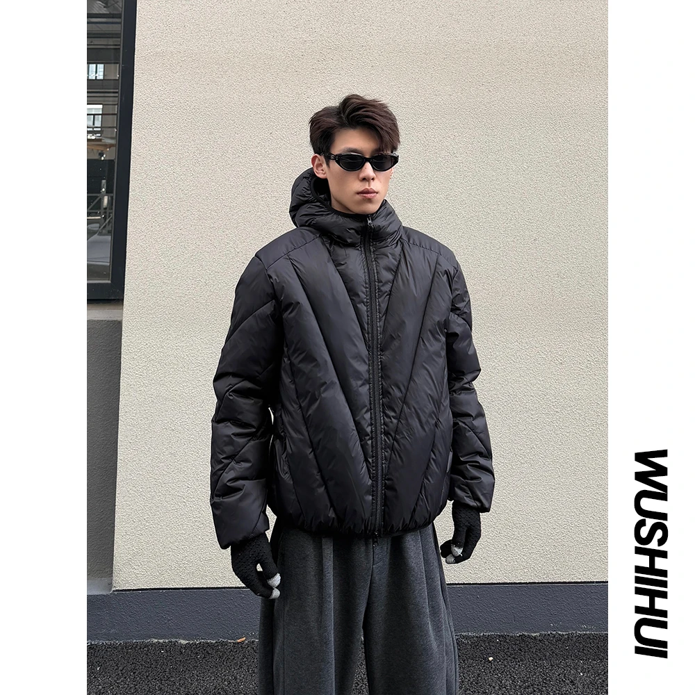 潮牌V型排骨棉衣解构连帽棉服男女冬季防风保暖cleanfit短款棉袄