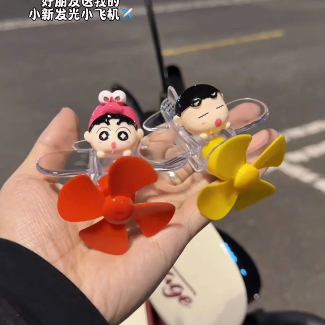 夏天风力自发电小飞机发光电动车装饰摆件自行车摩托车摆件氛围灯