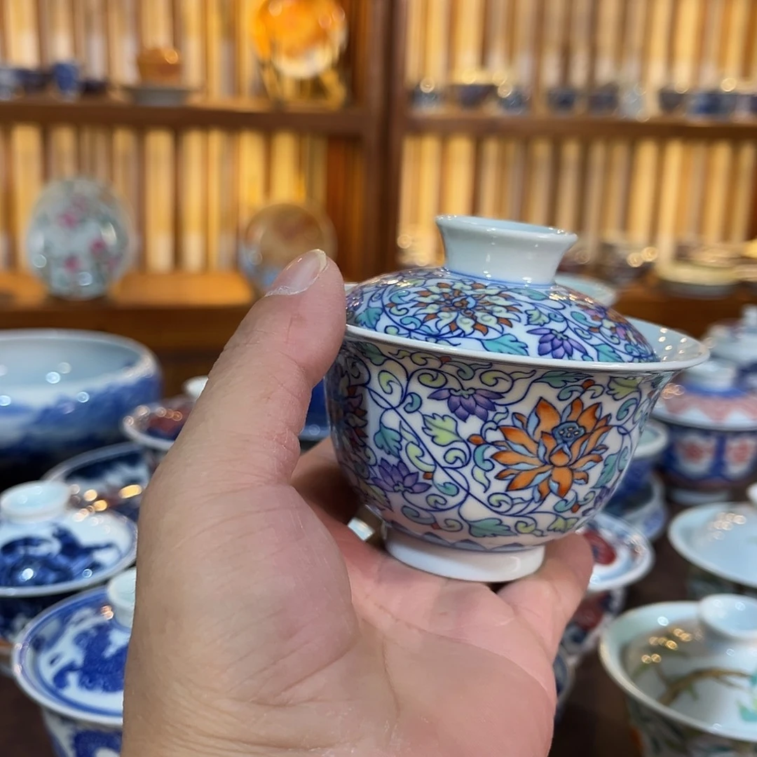 錡镇堂手工手绘盖碗
