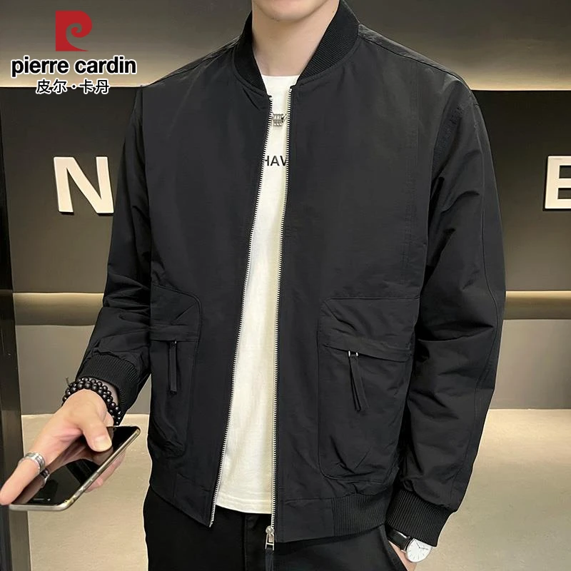 皮尔卡丹夹克男士春季新款潮牌宽松百搭休闲飞行员工装棒球服外套