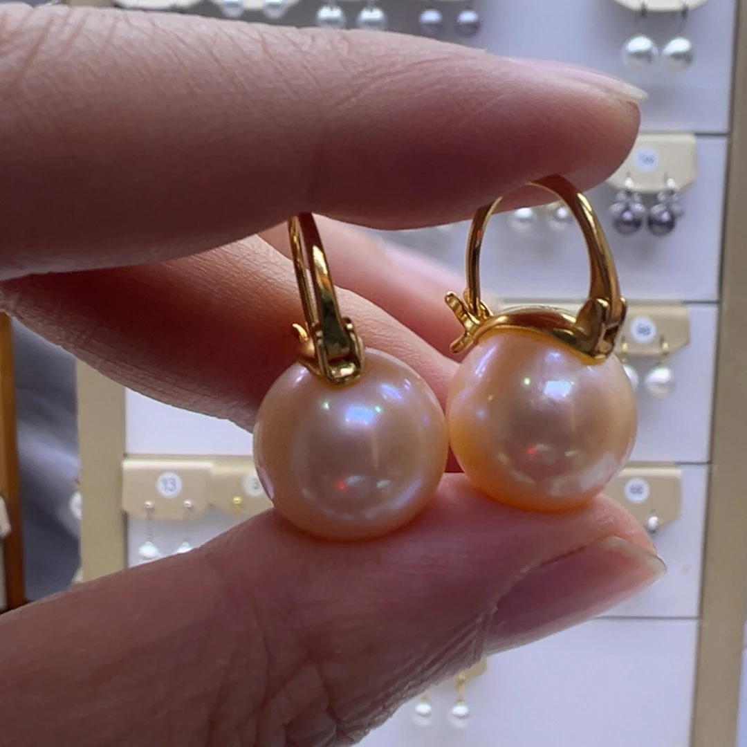 银S925镶嵌耳饰淡水珍珠