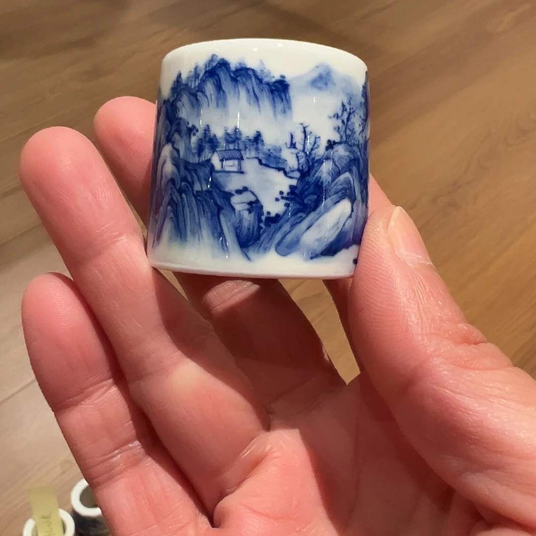 怡琅柴窑手工手绘山水盖置