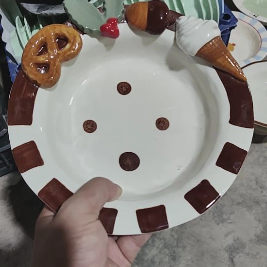 ᰔ***郑瑕疵陶瓷介意不拍饼干盘8寸