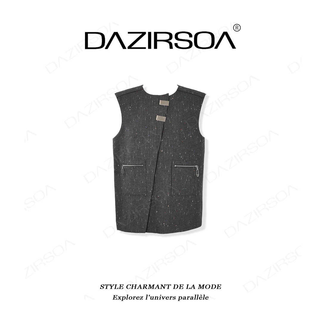 DAZIRSOA/达姿“罗马故事”时尚百搭拼接立体烫钻洋气马甲 T590