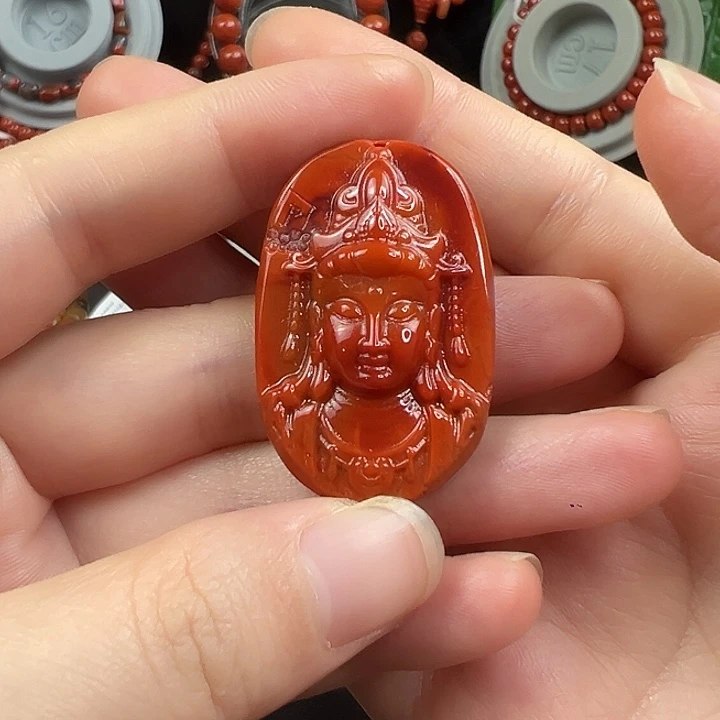 南红玛瑙未镶嵌手串                 南红观音卡37