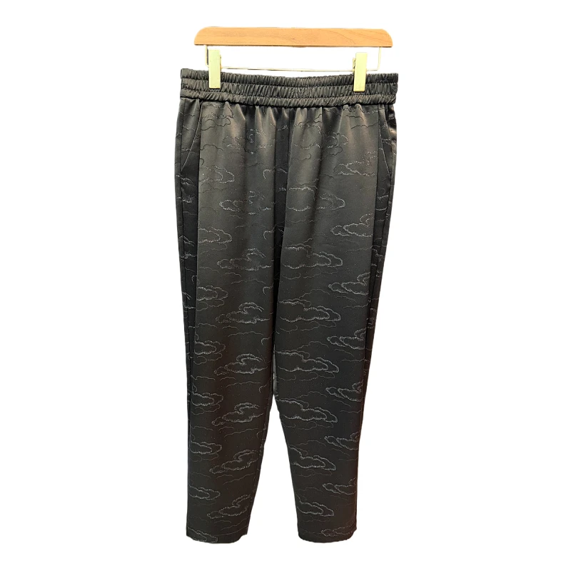 万祥云集 新款时尚宽松大码提花小脚裤时尚纯色极简休闲裤