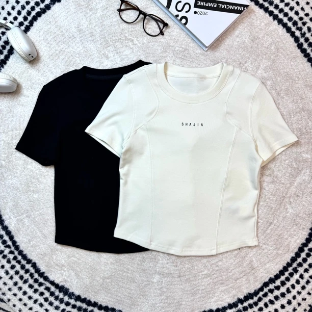 深圳南油新款2025短袖T恤女士显瘦修身春夏简约百搭时尚气质打底