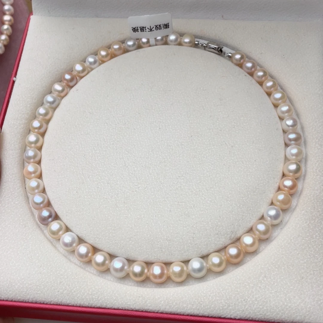 淡水珍珠银S925镶嵌颈饰9-10