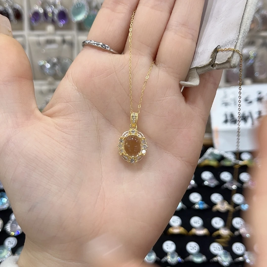 熬****颈饰黄晶银S925镀金镶嵌