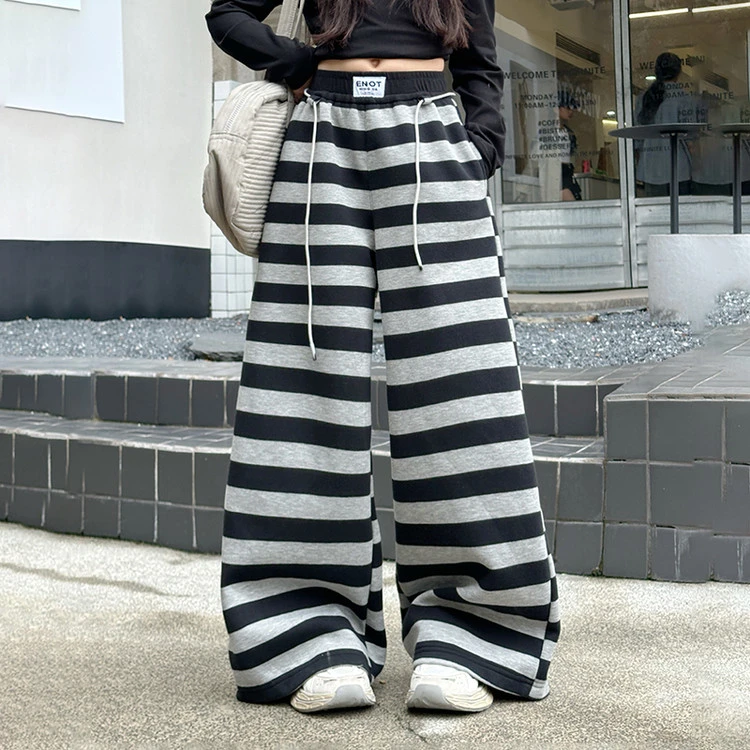 裤子潮流春秋条纹女童中大童