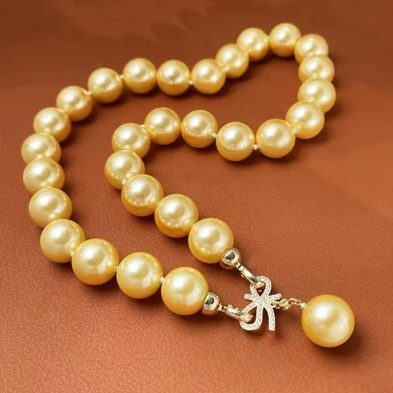 钨合金项链 女中国风镶嵌x6015欧若智性风12mm妈妈金色气质黄色