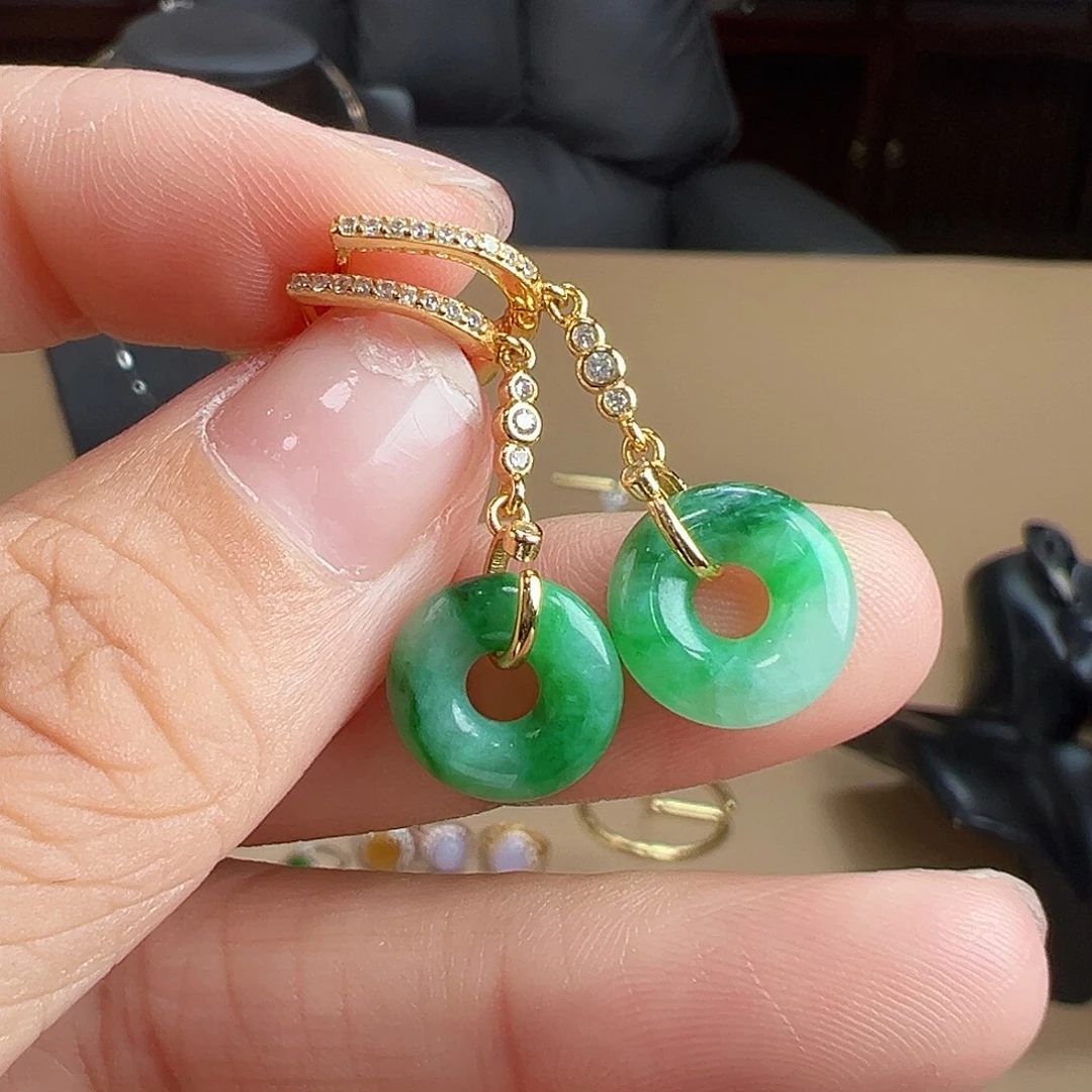 翡翠银S925镶嵌耳饰耳饰