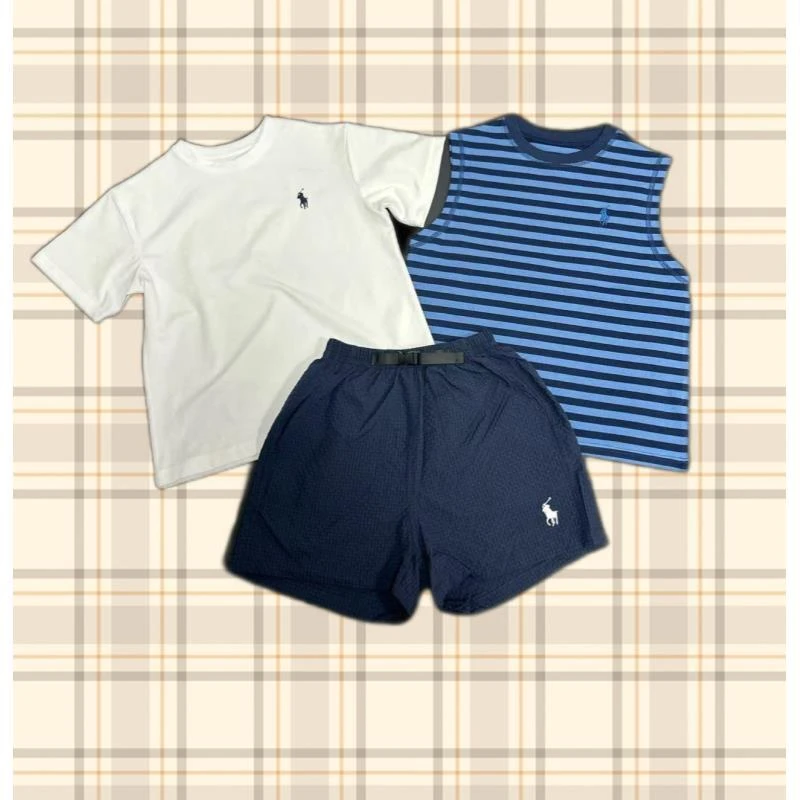 019【短袖套装】25夏季童装休闲裤男童女童薄款套装三件套7096