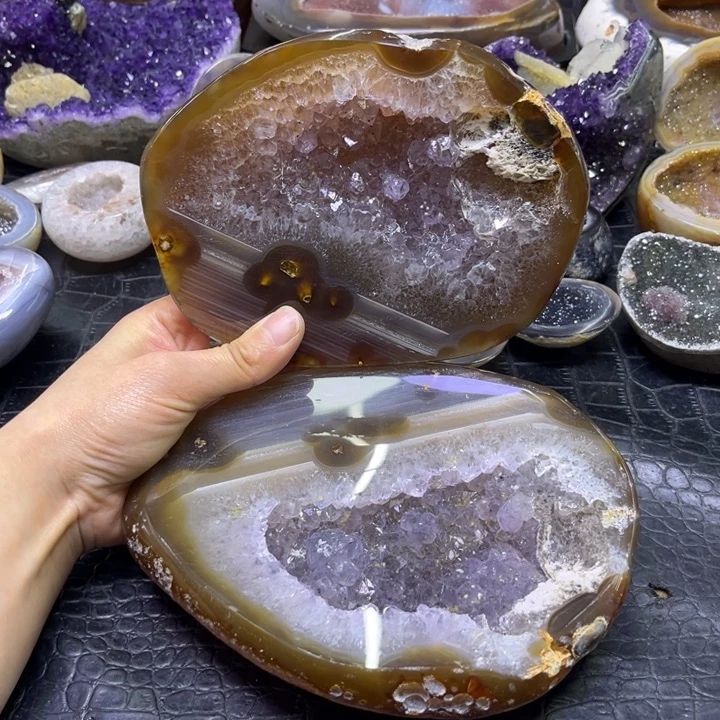 珠宝半成品水晶未镶嵌梦幻紫盆