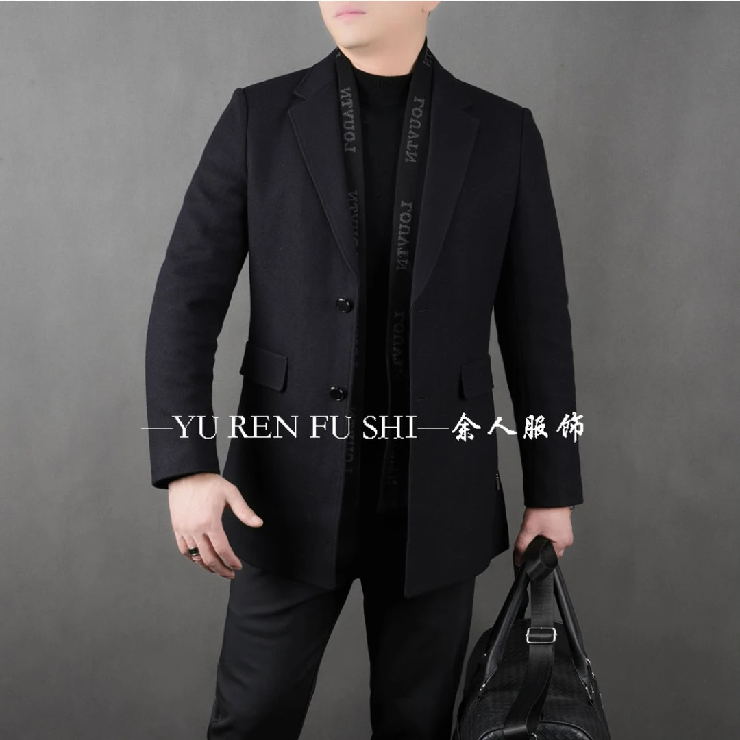 D3610年货节男士春秋简约休闲加薄棉中长款时尚商务百搭西装领款