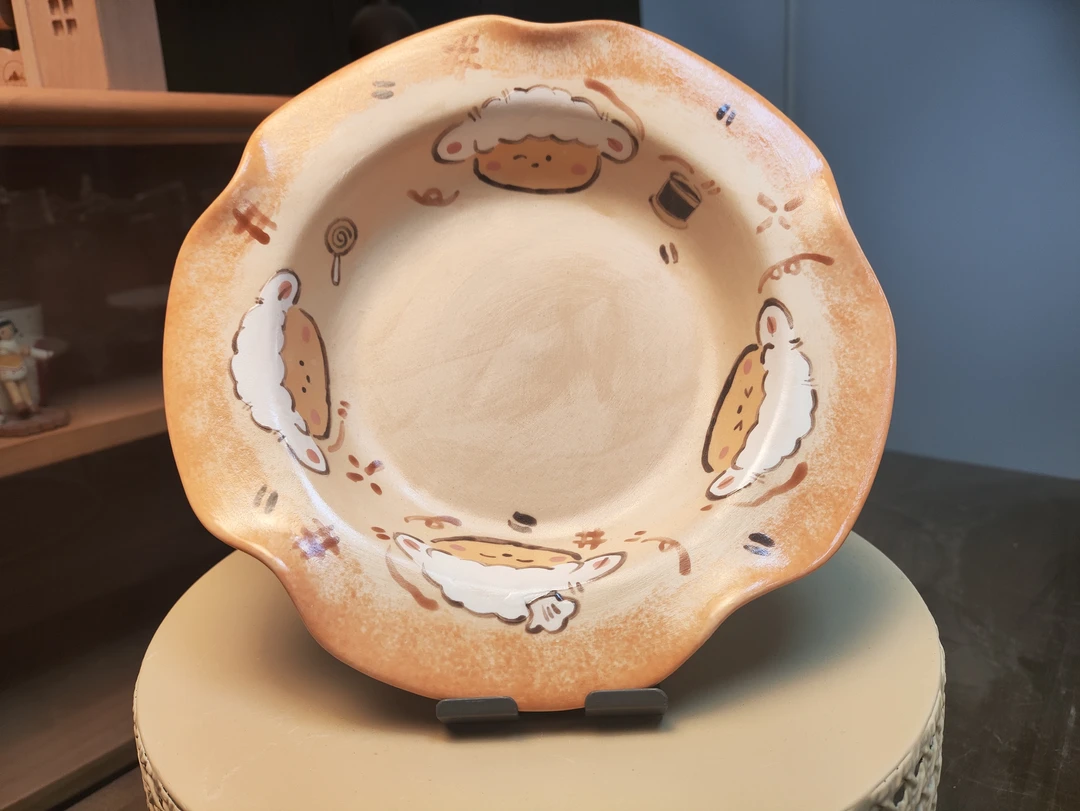 a466高颜值小羊花边陶瓷盘子