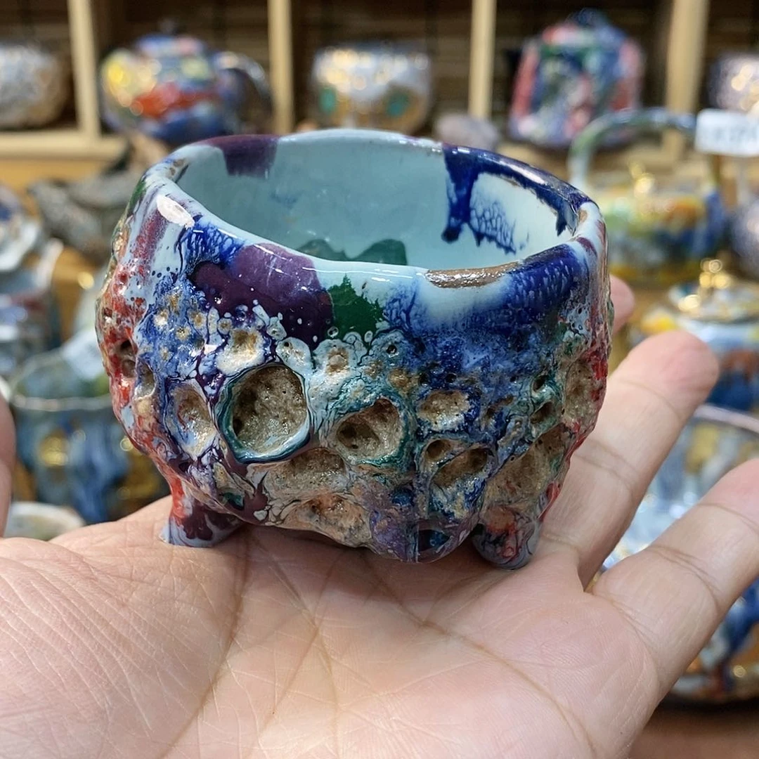 瓷片粗陶志野柴烧茶器