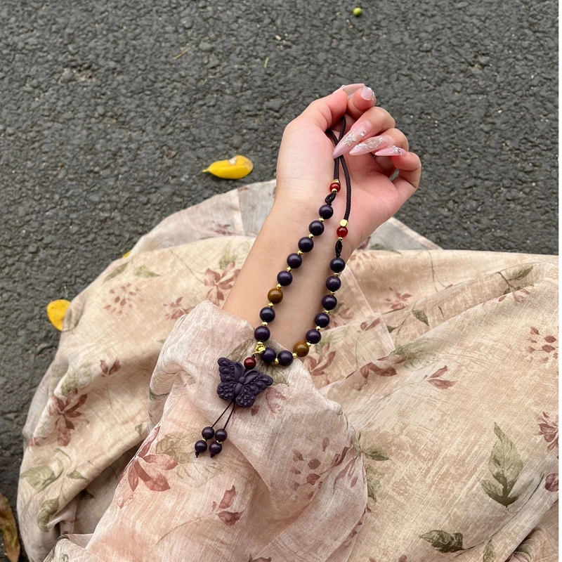九紫东方蝴蝶项链18颗8mm合香中药手串脖挂