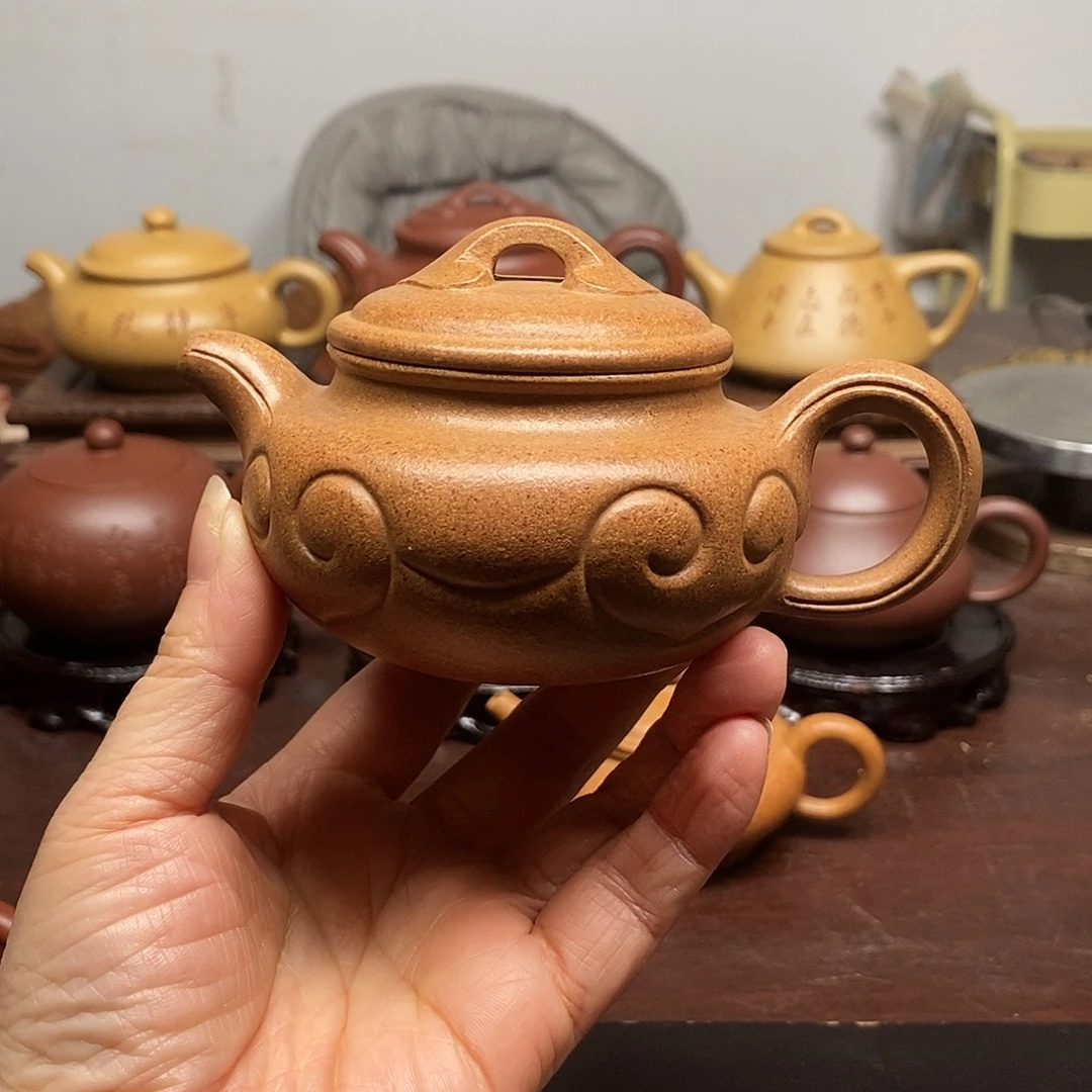 漫***王紫砂茶壶全手工黄金段泥仿古如意