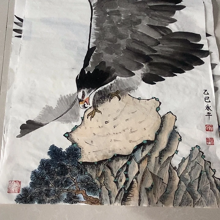 国画四尺三开花鸟