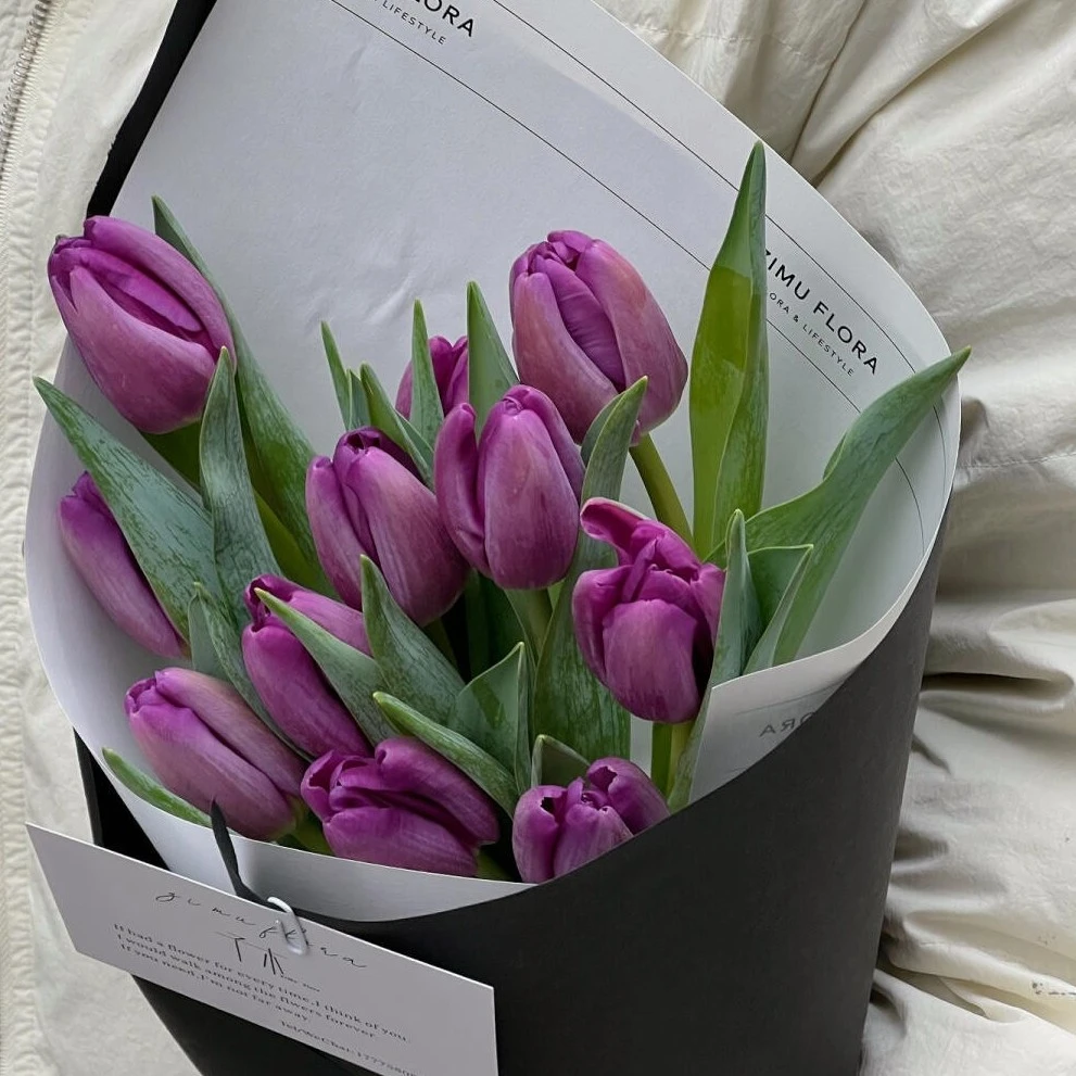 【暮色紫霞】11支紫色郁金香高级感花束情人节新年礼物送女友老婆