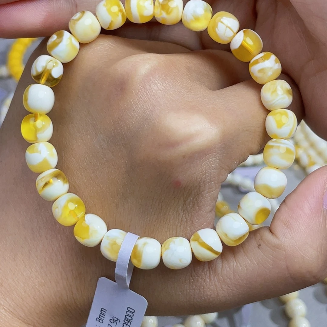 琥珀未镶嵌裸石8金漆白