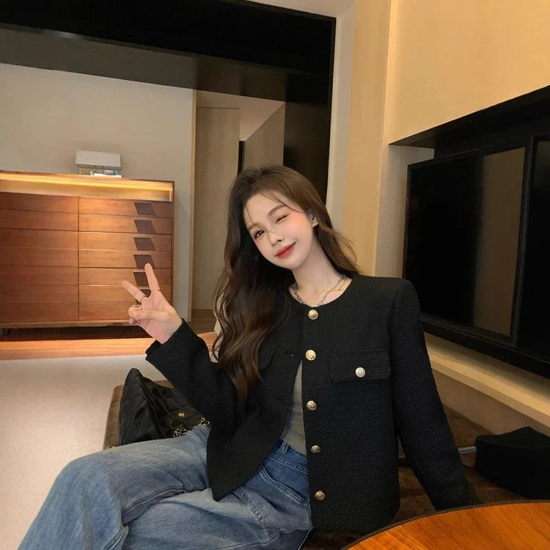 真的穿了很多年的Ce经典小香风外套女春秋款 精致挂 黑色外套轻