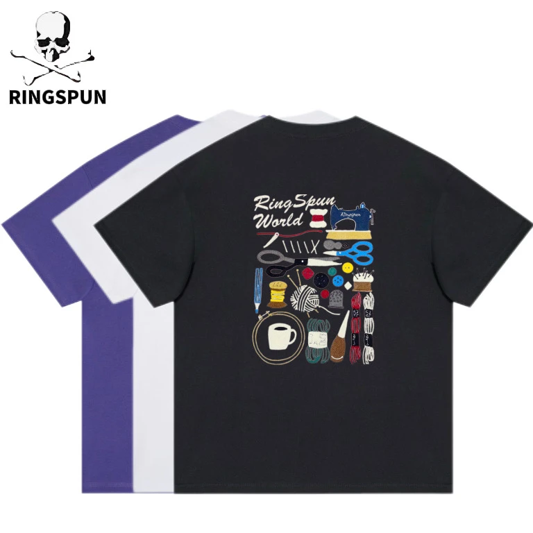 【刺绣针线】RS重磅百搭全棉重工刺绣小众高品质潮奢短袖T恤上衣