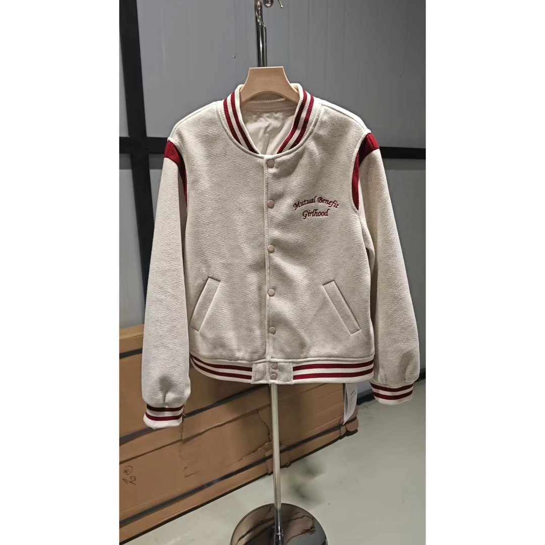 【A015】杏色学院风棒球服