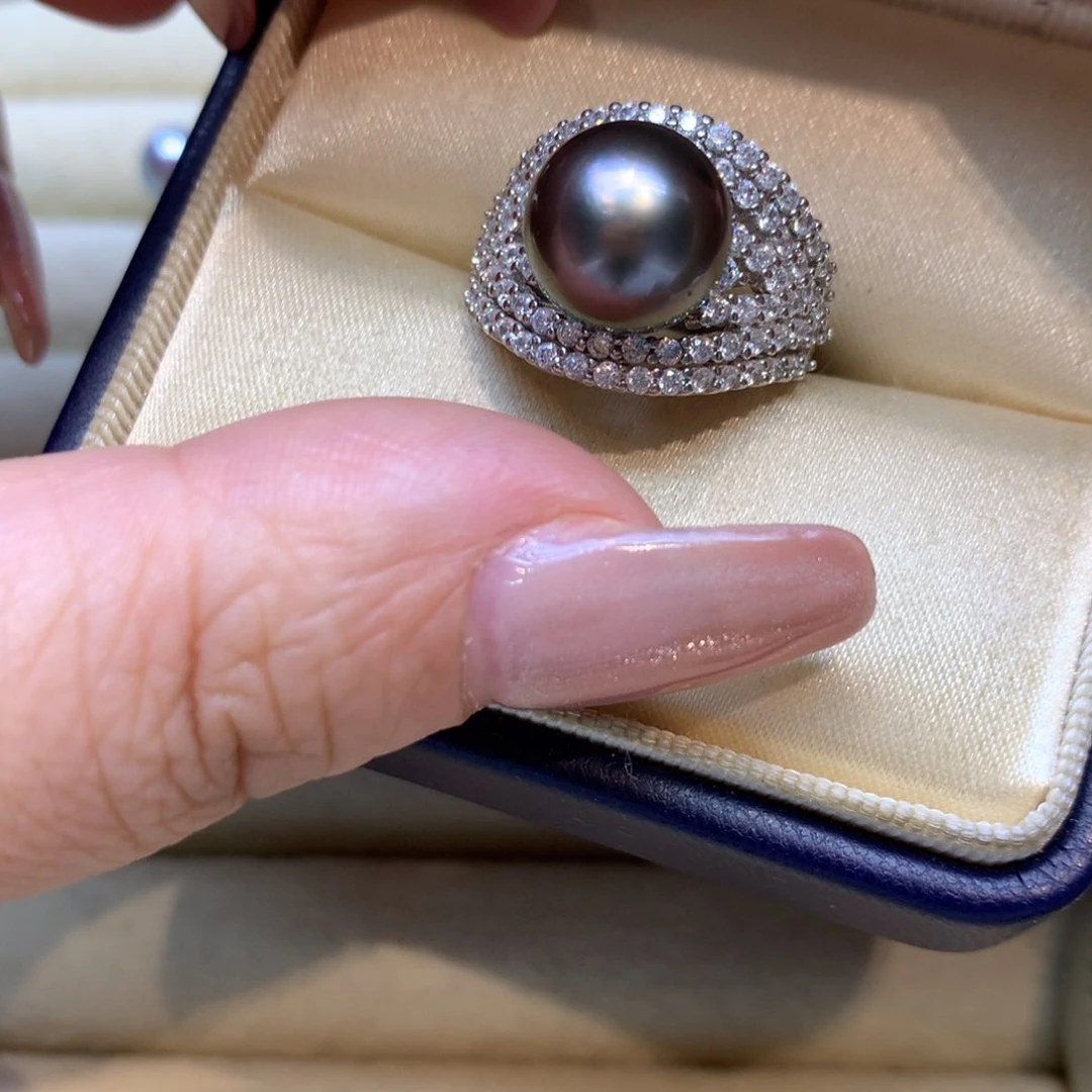 银S925镶嵌戒指海水珍珠