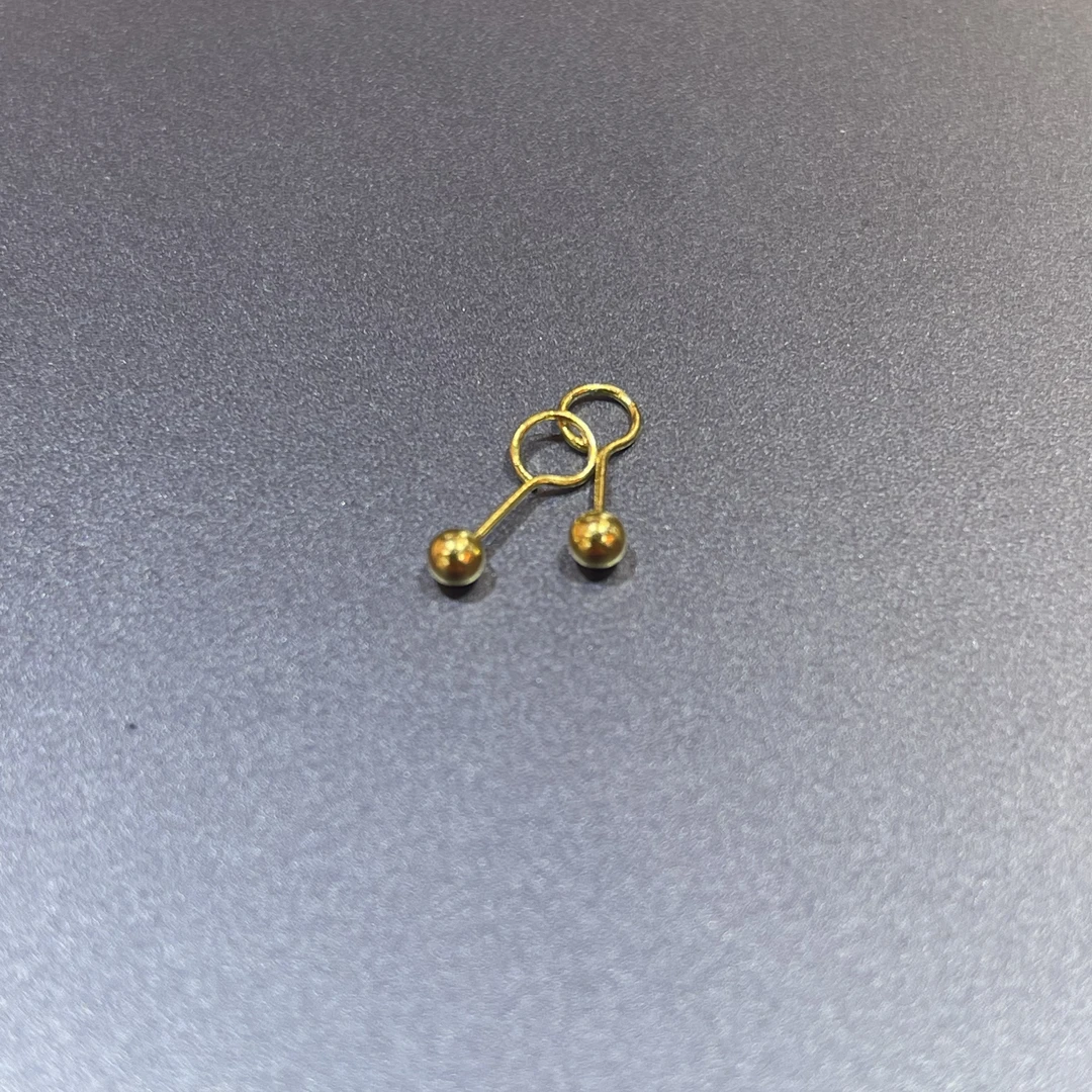 足金饰品 3mm弯钩耳钉 H0059