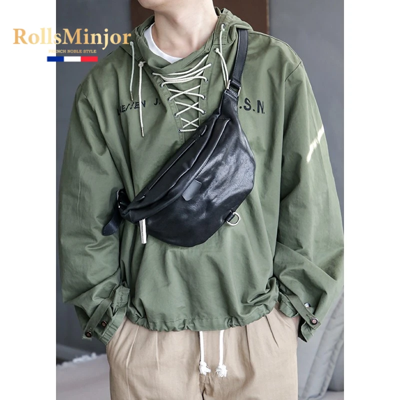 劳斯名爵高档男士斜挎包头层植鞣牛皮复古运动休闲40男士简约胸包