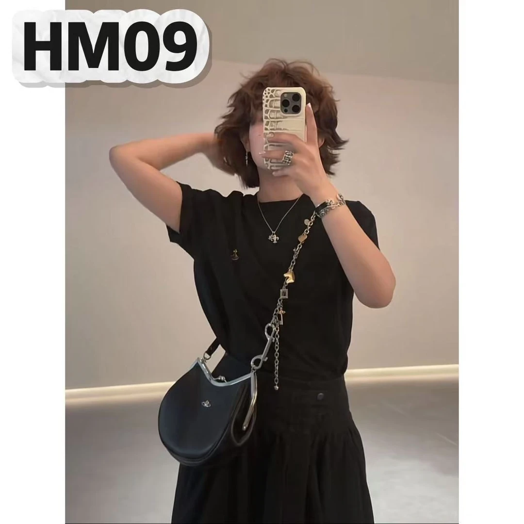 铜合金皮质项链  HM09【月牙多元素黑色】