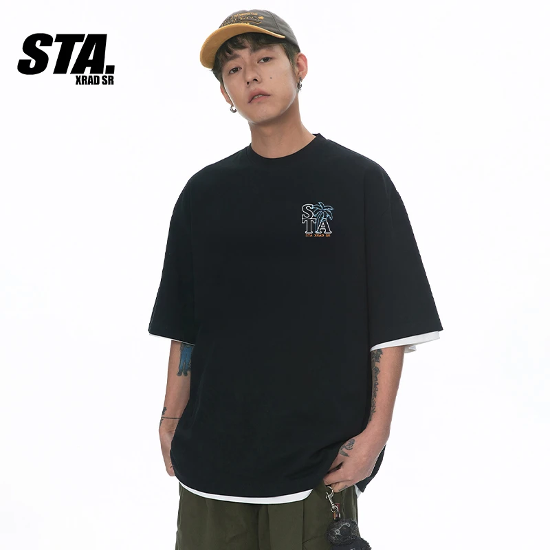 STA.美式短袖T恤夏季男款潮牌爆款2025纯棉新款重磅宽松休闲百搭