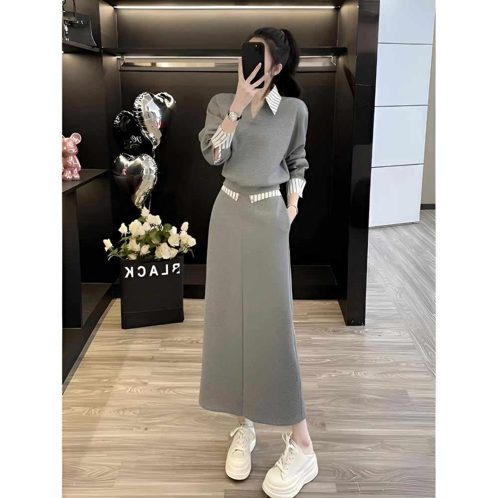 韩版时尚气质卫衣套装裙女秋季2025新款高端爆款半身裙长裙两件套