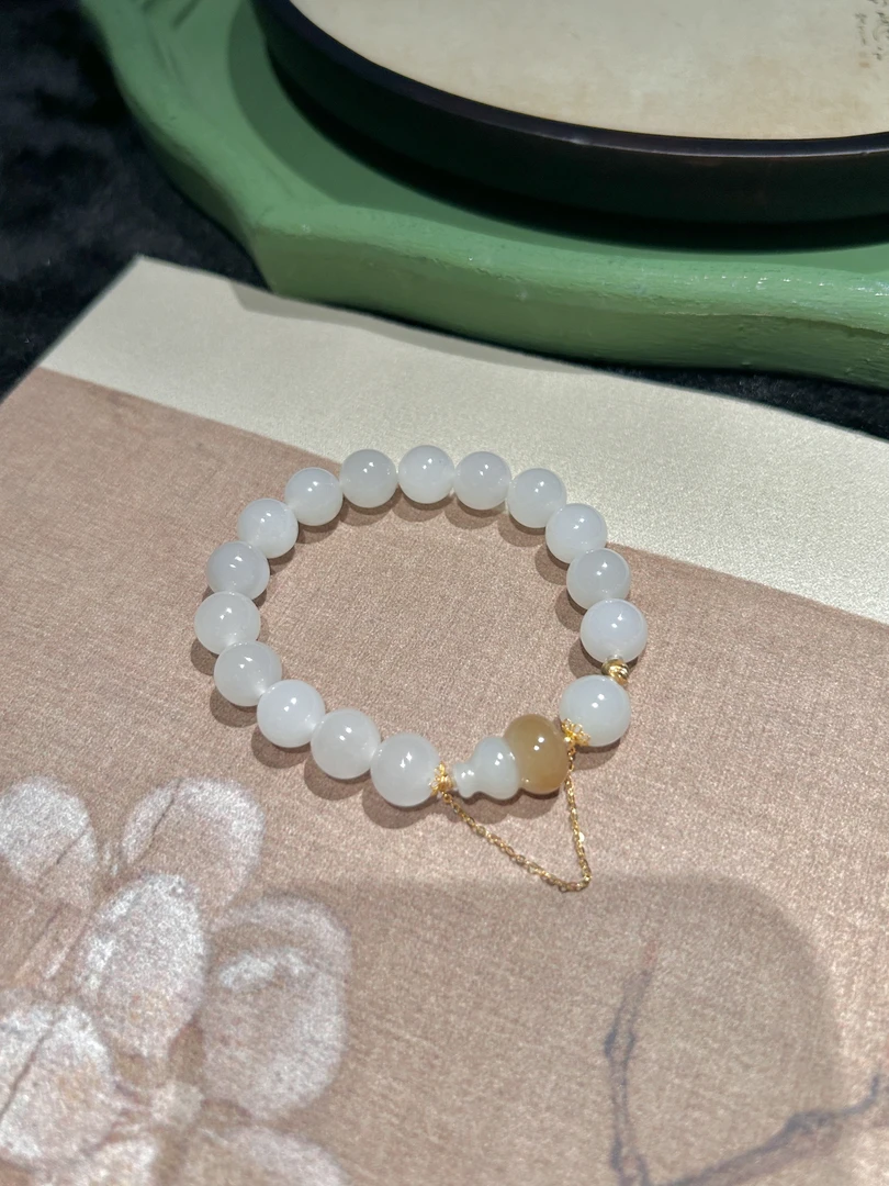【暮霞】18K金 和田玉手串 10mm J247471-18  多样性发其一