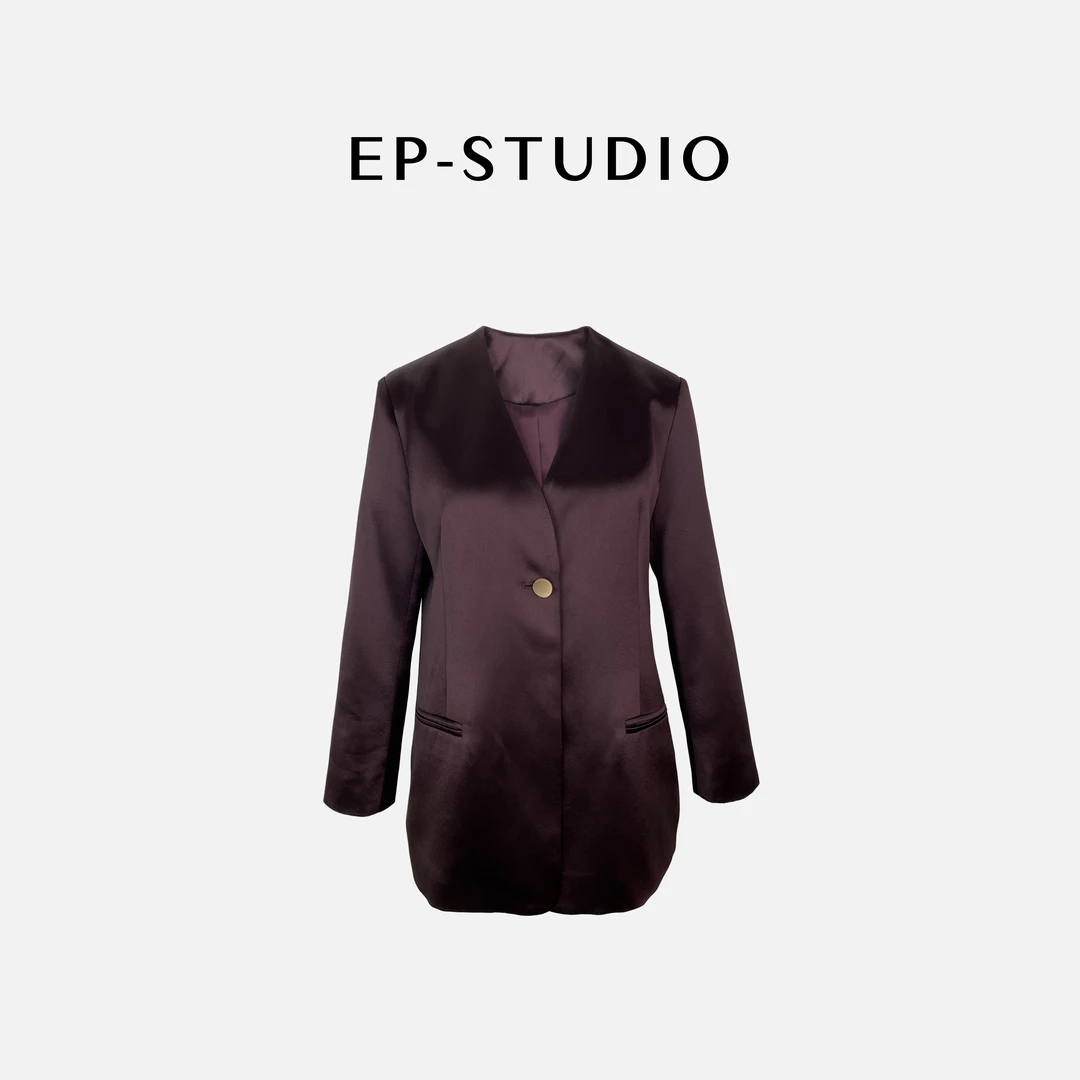 【天上月】春夏新款时尚百搭100%醋酸一粒扣西装外套250201