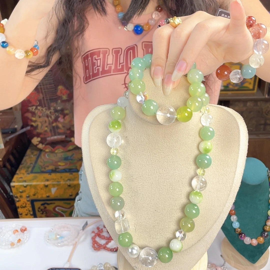 水晶手链银S925镀金镶嵌